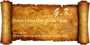 Gavrilovits Klétus névjegykártya